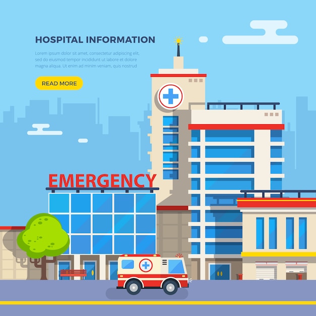 Ospedale illustrazione piatta