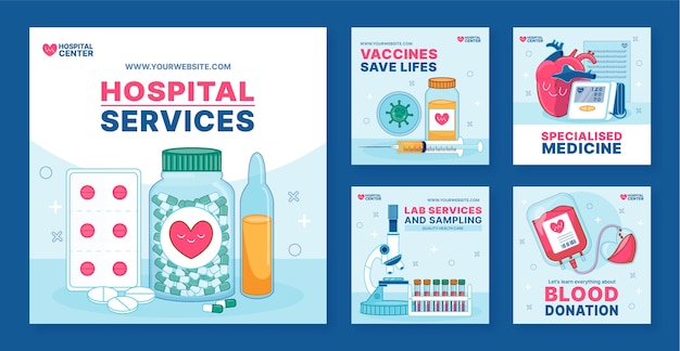 Free vector hospital healthcare service  instagram posts