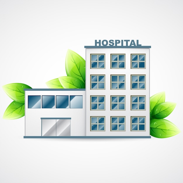 Hospital illustration with green leafs