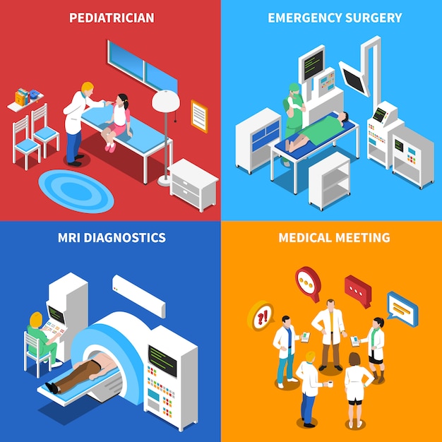 Hospital Patient Isometric elements and characters