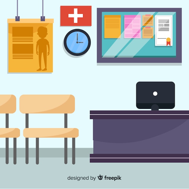 Free vector hospital reception with flat design