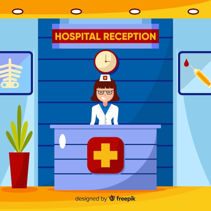 मुफ़्त वेक्टर hospital reception with flat design