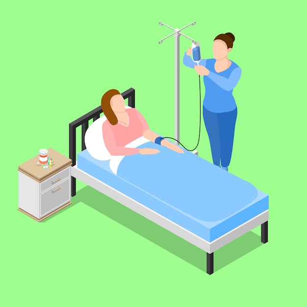 Hospital Room Isometric Composition