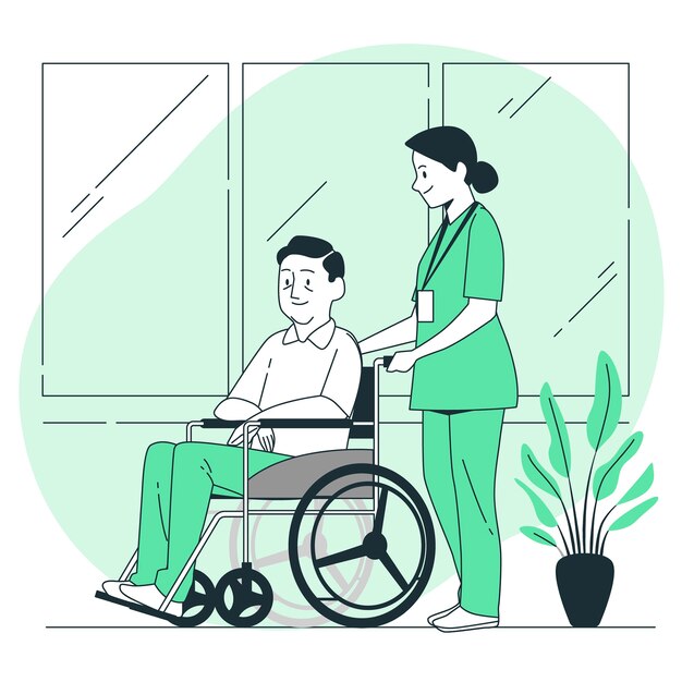 Hospital wheelchair concept illustration