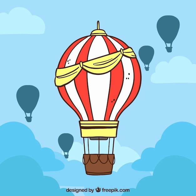 Free vector hot air balloon background in the sky