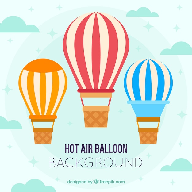 Free vector hot air balloon background in the sky