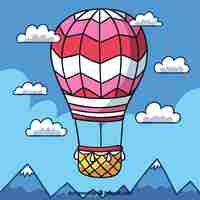 Free vector hot air balloon background with sky in hand drawn style