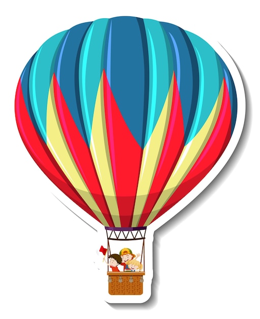 Free vector hot air balloon cartoon sticker