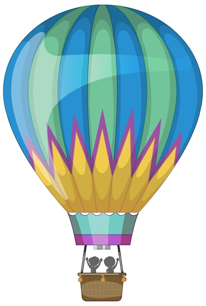 Hot air balloon in cartoon style isolated