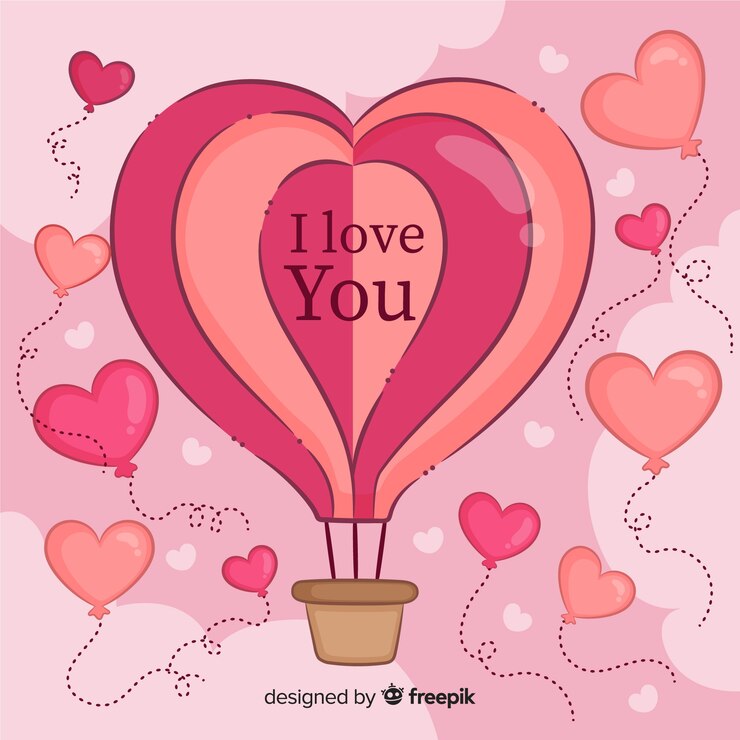 Free Vector hot air balloon heart background