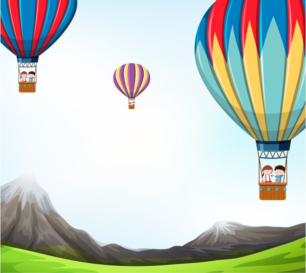 Hot air balloon scene illustration