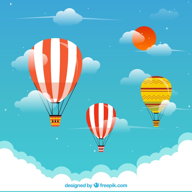 Hot air balloon travel background