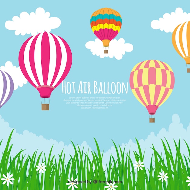 Free vector hot air balloon travel background