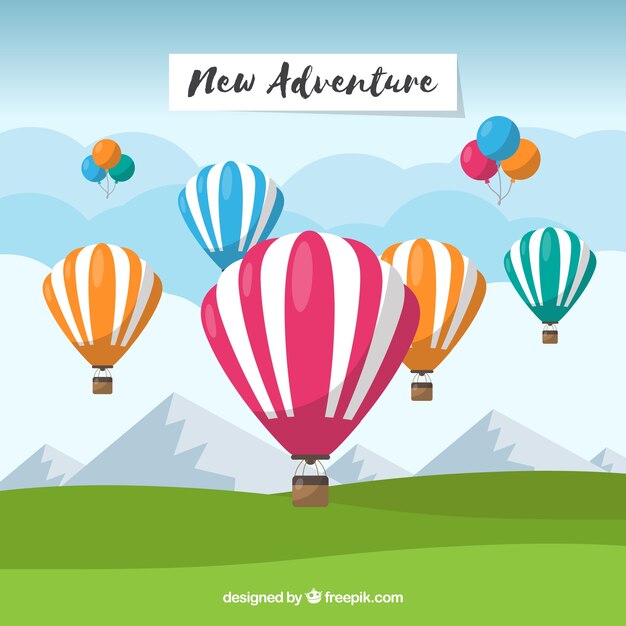 Hot air balloon travel background