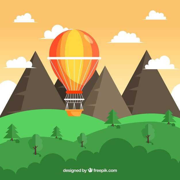 Hot air balloon travel background