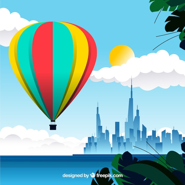 Hot air balloon travel background