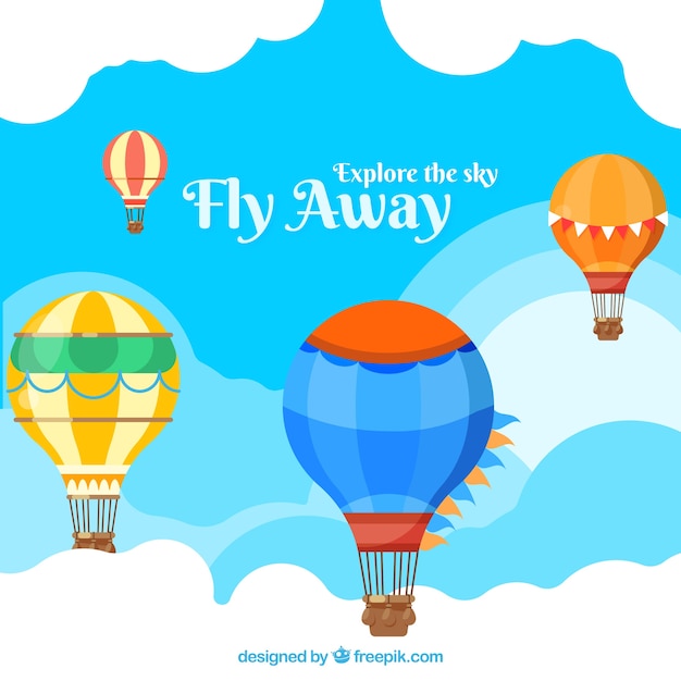 Hot air balloon travel background