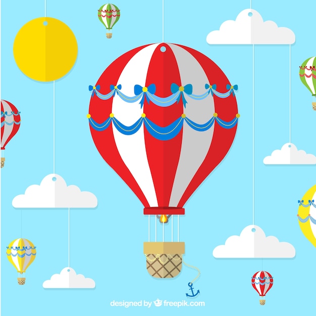 Hot air balloon travel background