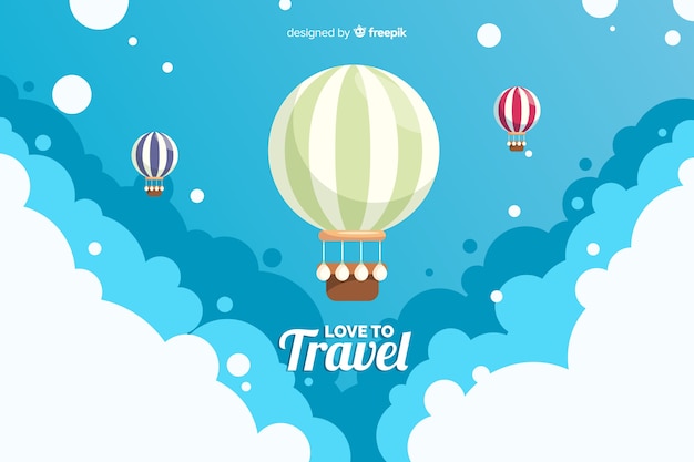 Free vector hot air balloon travel background