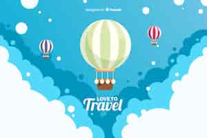 Бесплатное векторное изображение Воздушный шар путешествия фон