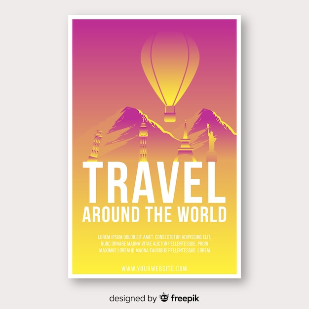 Hot air balloon travel poster template