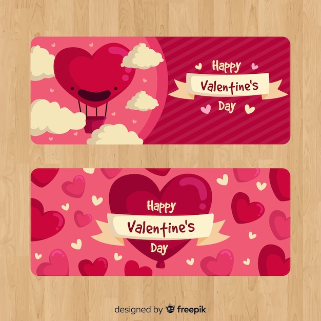 Hot air balloon valentine banner