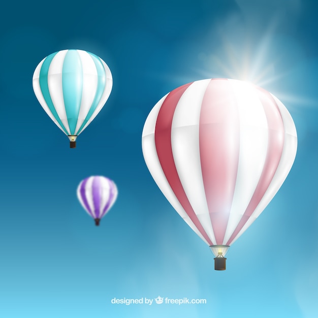 Hot air balloons background in realistic style