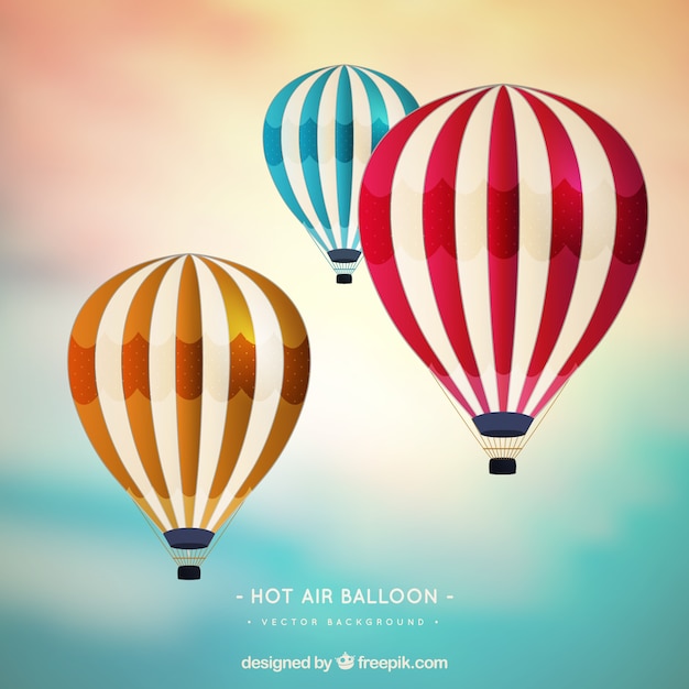 Hot air balloons background in realistic style