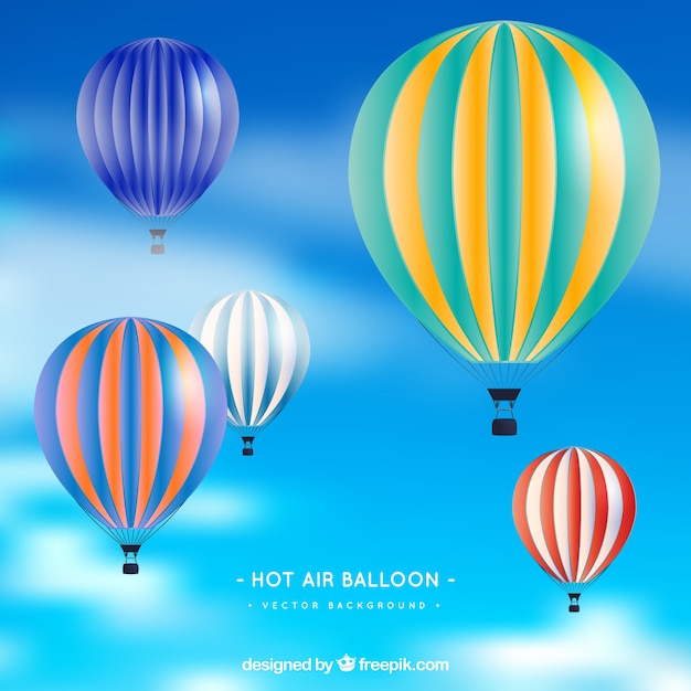 Hot air balloons background in realistic style