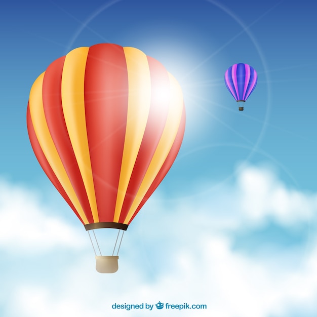 Hot air balloons background in realistic style
