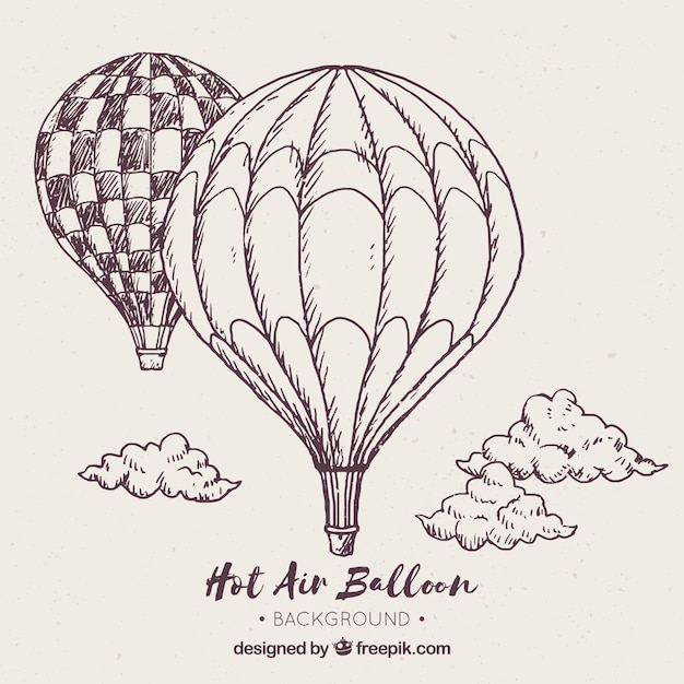 Free vector hot air balloons background in vintage style