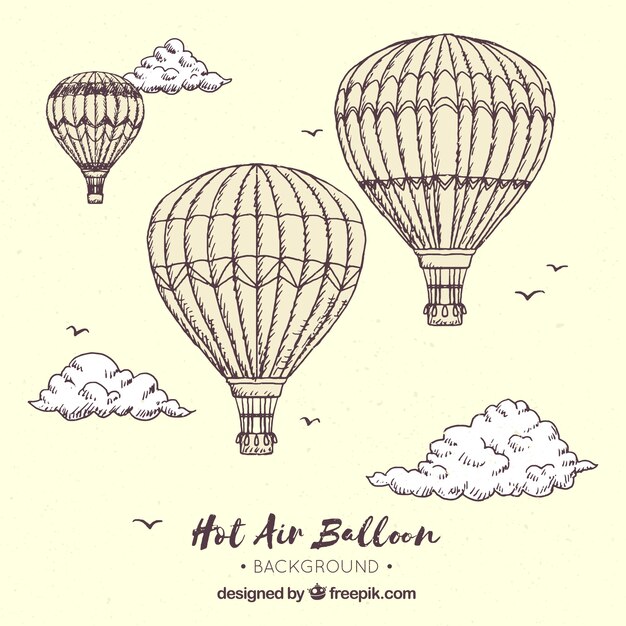 Free Vector hot air balloons background in vintage style