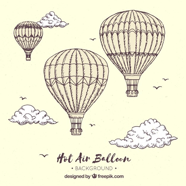 Hot air balloons background in vintage style