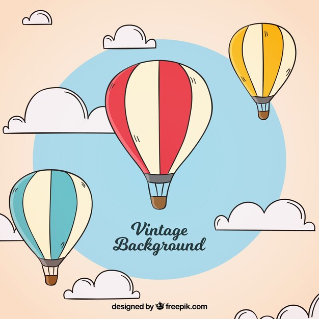 Free Vector hot air balloons background in vintage style