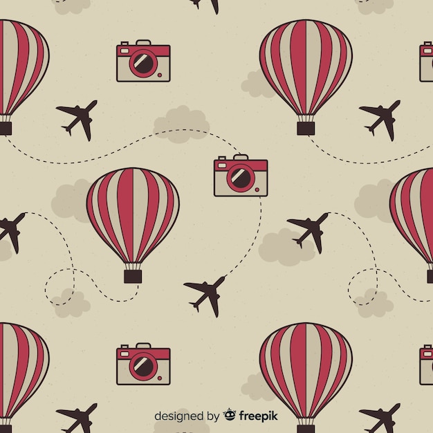 Hot air balloons and planes background