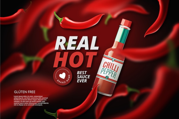 Бесплатное векторное изображение Объявление горячего перца чили
