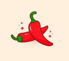 Hot chilli or pepper spicy food cartoon hand draw character vector art illustration