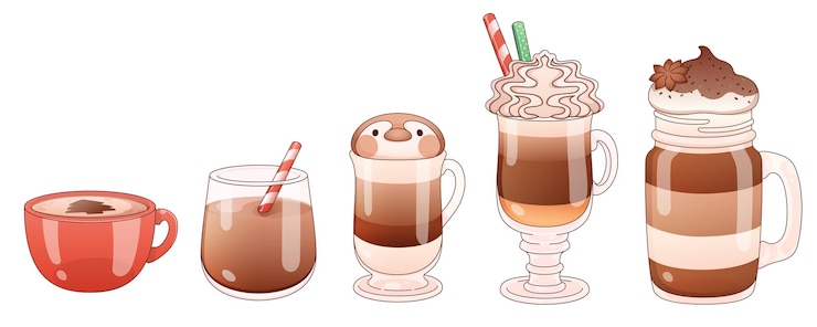 무료 Vector 뜨거운 초콜릿과 커피 음료 컬렉션