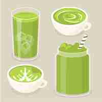 Free vector hot and cold matcha tea set