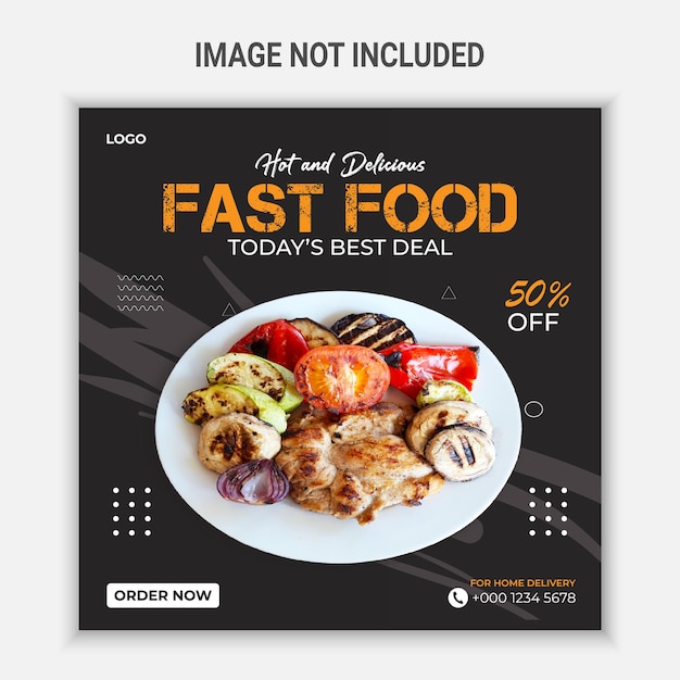 Hot and delicious fast food social media post banner design