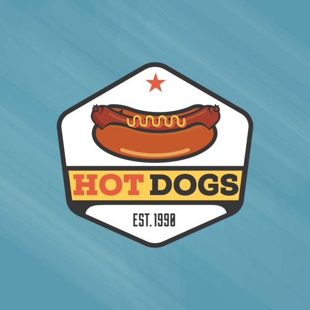 Vettore gratuito hot dog logo modello d'epoca