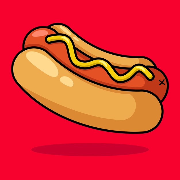 Hot Dog Coloured Outline