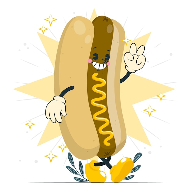 Vettore gratuito illustrazione del concetto di mascotte per hot dog