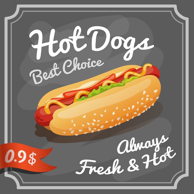 Vettore gratuito poster di hot dog