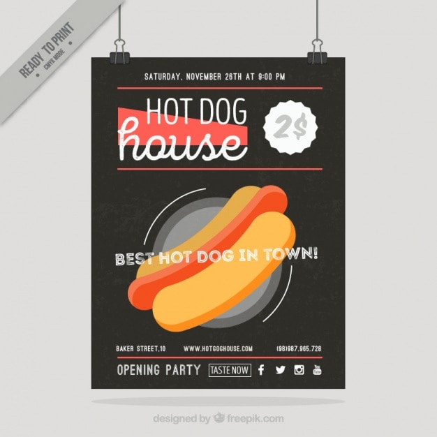 Vettore gratuito manifesto hot dog