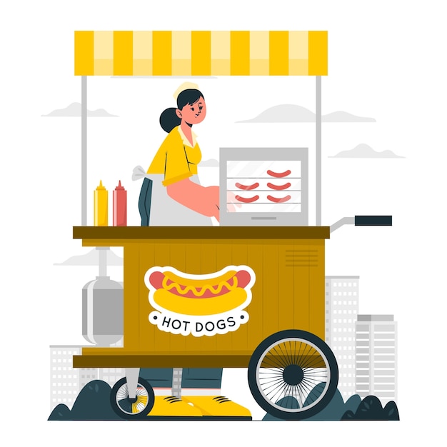 Vettore gratuito illustrazione del concetto di supporto per hot dog