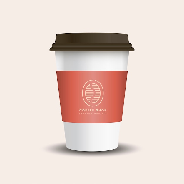 Free vector hot drink paper cup with mockup sleeve vector