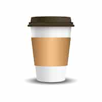 Free vector hot drink paper cup with mockup sleeve vector