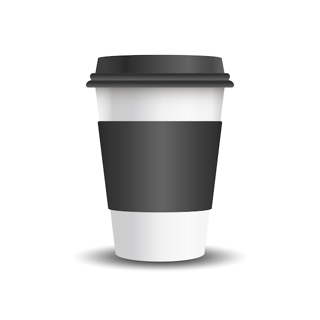 Free vector hot drink paper cup with mockup sleeve vector