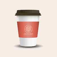 Free vector hot drink paper cup with mockup sleeve vector